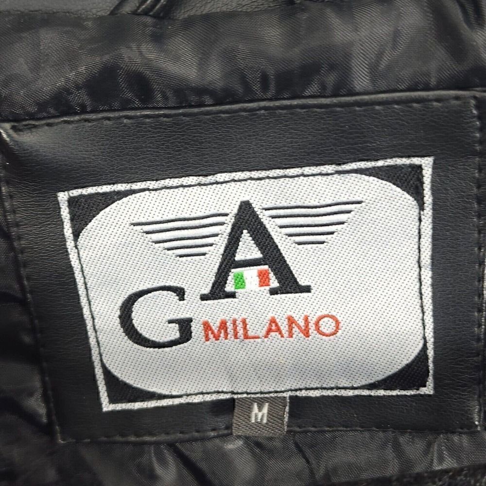 G.A Milano Italy Men's Medium FauxLeather Button Up Black Trench Blazer Jacket - Picture 6 of 12